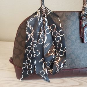 Twilly Scarf for purse bag hair etc Black Gold